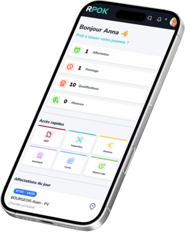 Application mobile RPOK – pilotage terrain